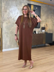 👗Gold Düğmeli Yarasa Kol Zara Krep Elbise ✨