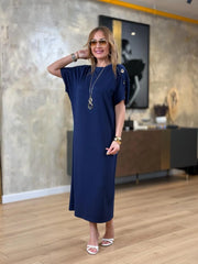 👗Gold Düğmeli Yarasa Kol Zara Krep Elbise ✨