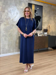 👗Gold Düğmeli Yarasa Kol Zara Krep Elbise ✨