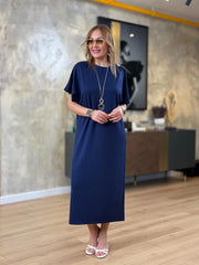 👗Gold Düğmeli Yarasa Kol Zara Krep Elbise ✨