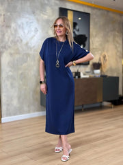 👗Gold Düğmeli Yarasa Kol Zara Krep Elbise ✨
